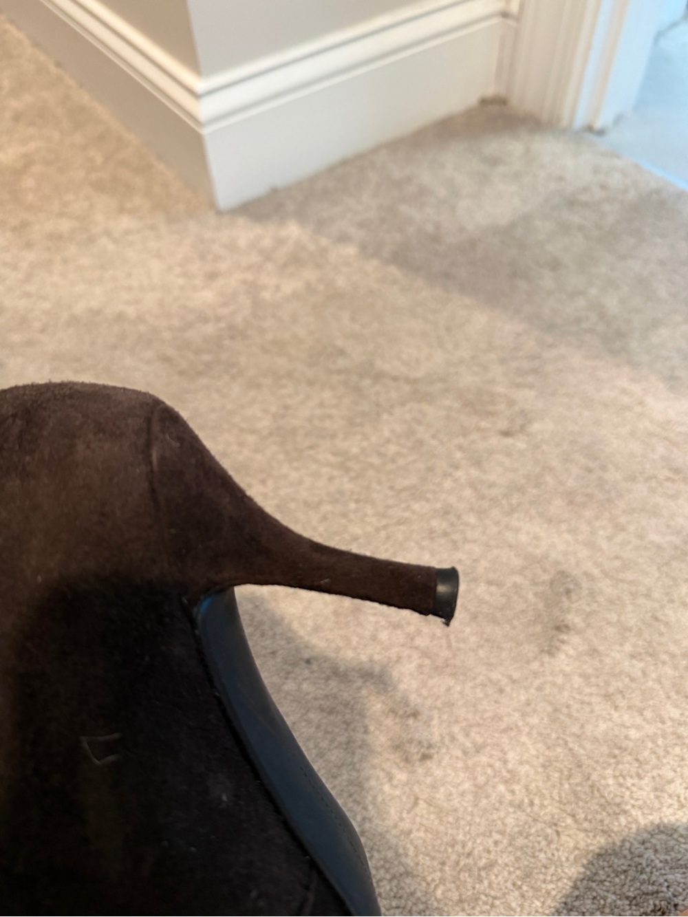 Stuart Weitzman Tall Pointed-Toe Suede Boots — Dark Brown - Picture 3 of 4